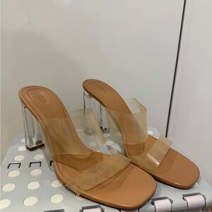 Zara Tan and Transparent Heeled Sandals
